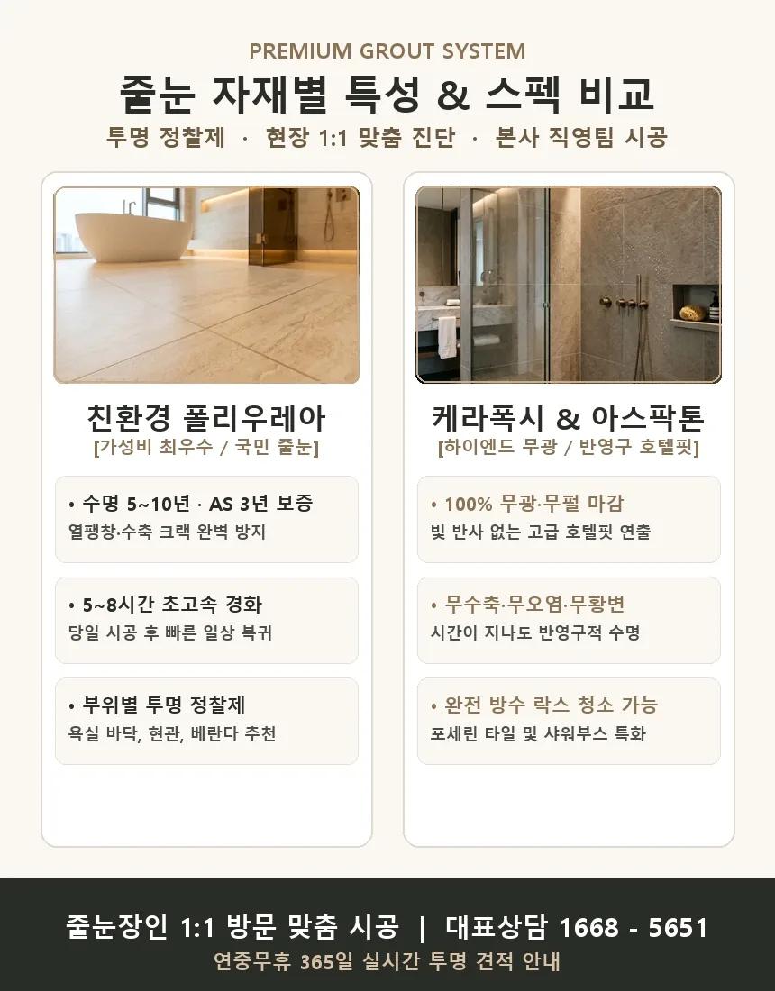 줄눈장인 2대 공법 비교 및 정찰제 안내