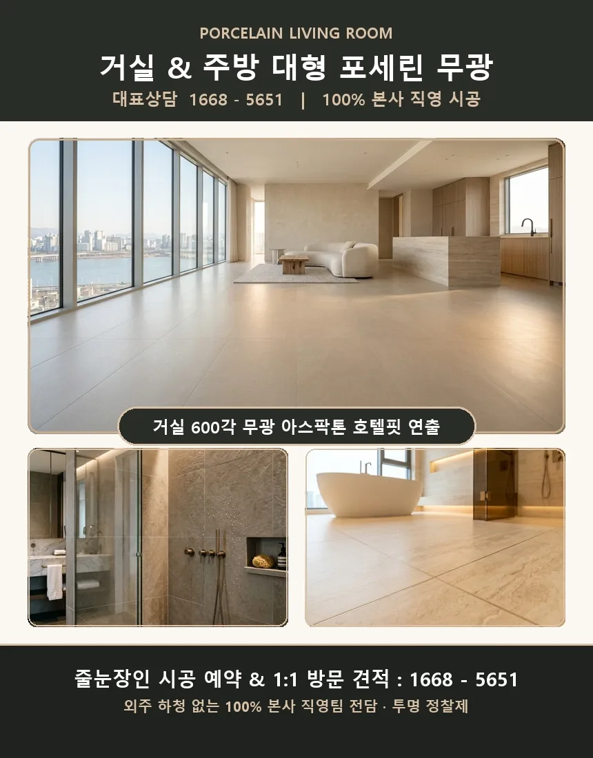 대형 포세린타일 단차보정 일체형조색 줄눈 줄눈장인 전문 시공 카드